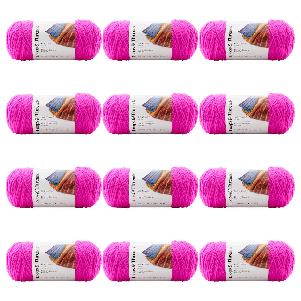 12 Pack: Soft Classic™ Neon Yarn by Loops & Threads®